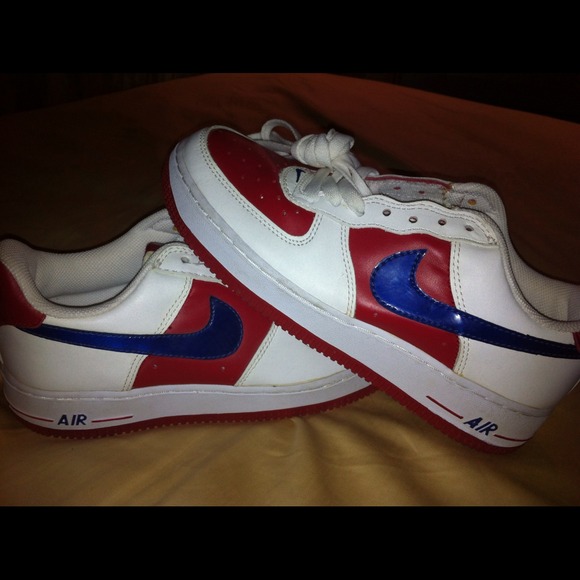 Red,white blue nike air and south pole shoe