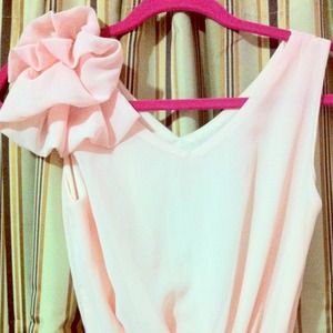 Traded! pink chiffon dress with flower accent