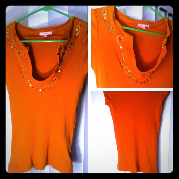 Beautiful orange sequin and embroidery top