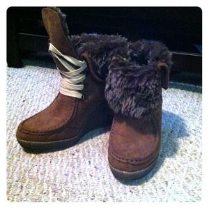 Brand new fur- lined wedge boots! Reduced!