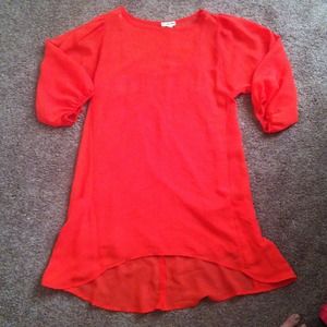High low sheer orange dress
