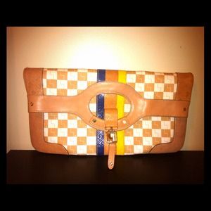 L.A.M.B. Camel Checkerboard Clutch