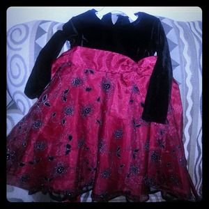 Black and Deep Red Girls Dress