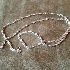 ****SOLD**. Silver Rope Chain. 24" long, 3mm wide.
