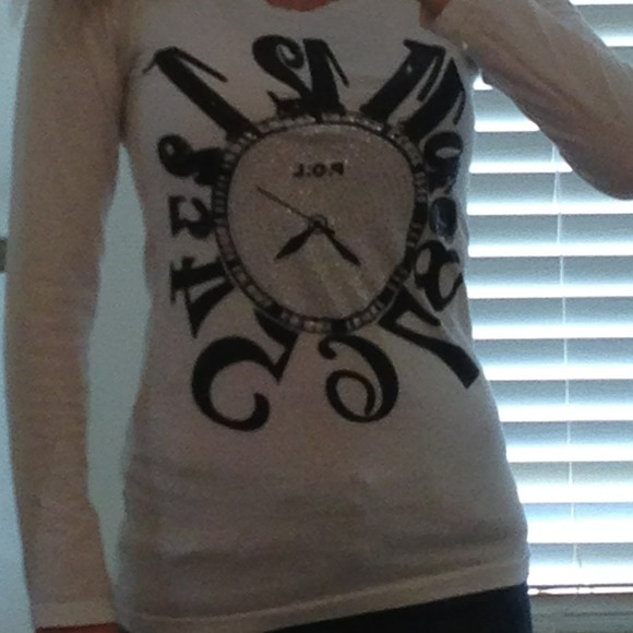 White long sleeve shirts with blinged out clock. - Picture 2 of 2