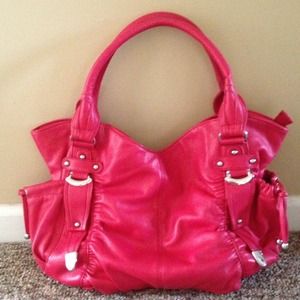 Pink handbag with double straps