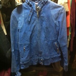 Blue leather jacket