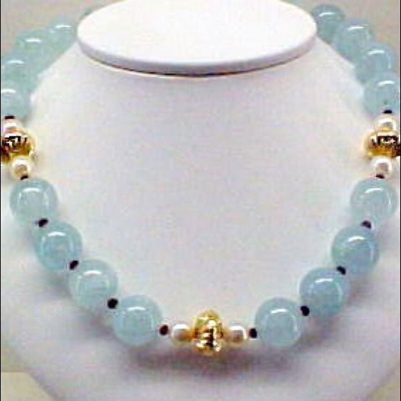🌺SOLD Aquamarine , Raspberry Garnets Pearls