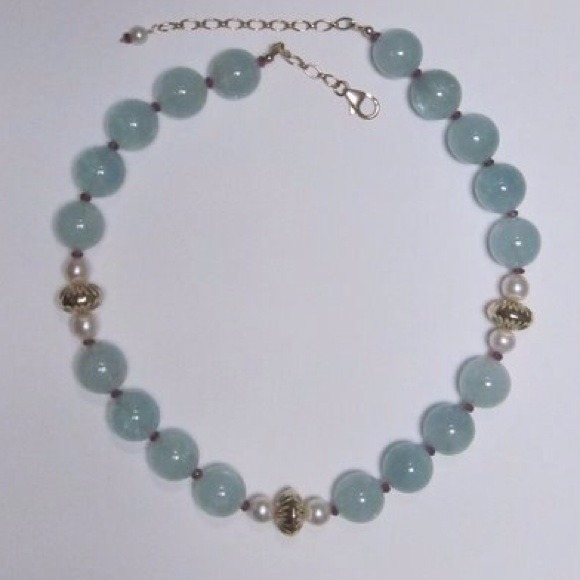 🌺SOLD Aquamarine , Raspberry Garnets Pearls - Picture 3 of 3