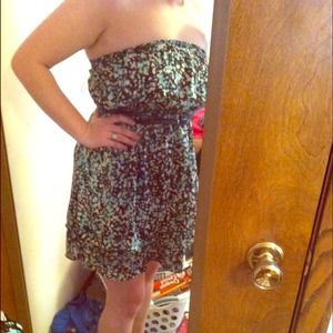 Strapless paint splatter dress
