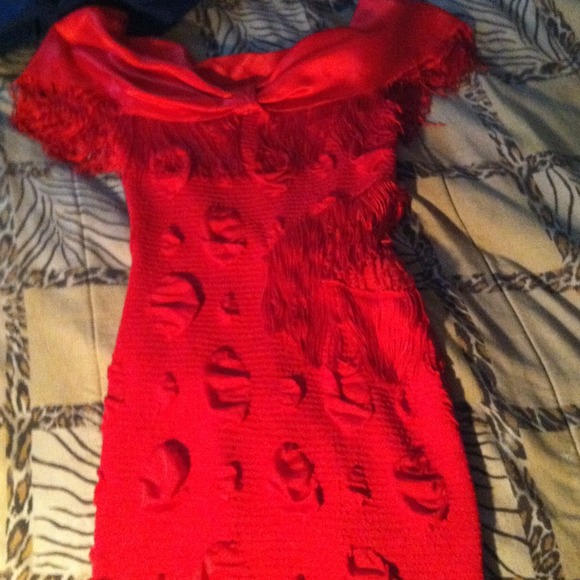 Vintage off the shoulder Red dress