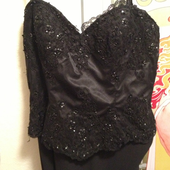 Hi-lo black evening gown