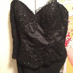 Hi-lo black evening gown