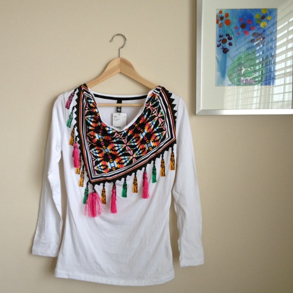Colorful special styled white shirt