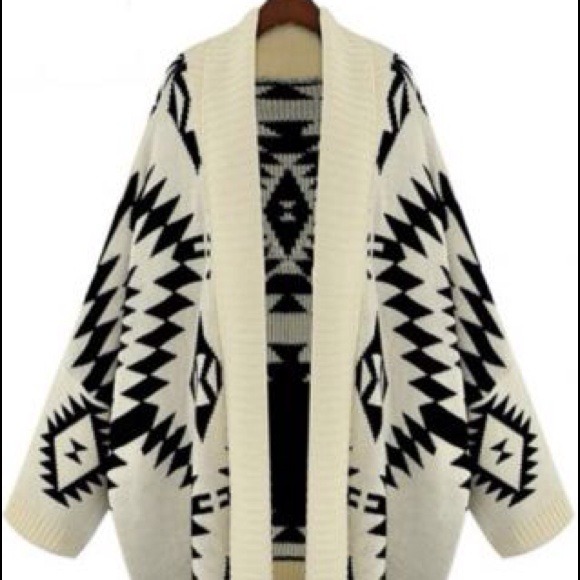 Apricot Batwing Long Sleeve Geometric Cardigan