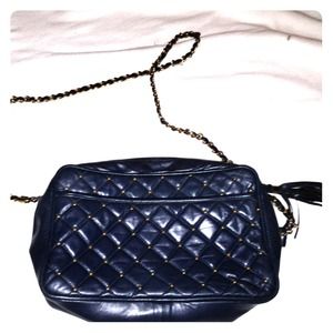 Dark Navy Blue Purse w/ Gold Stud Detail
