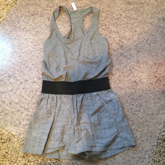 Gray and black banded romper