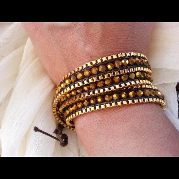 Gold and black wrap bracelet