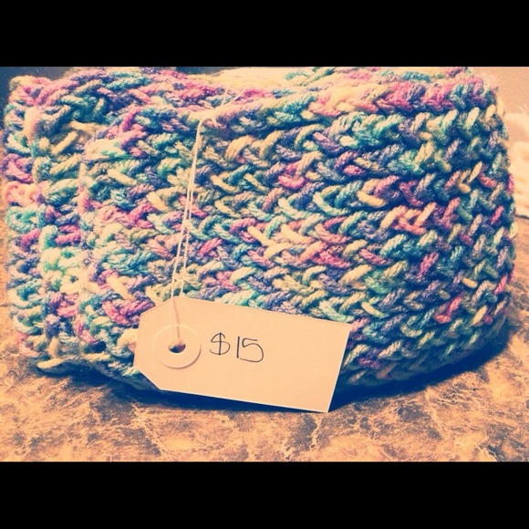Colorful Crocheted yarn scarf