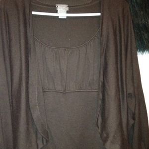 Dark brown sweater set.