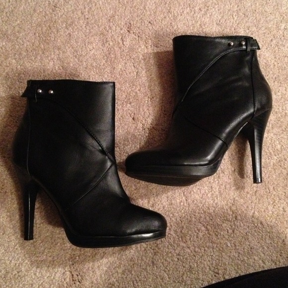Black leather booties