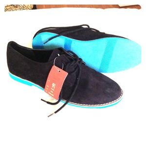 Black Suade Neon Blue Sole