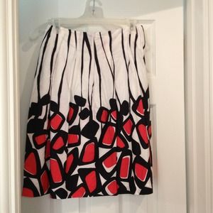 Black, orange and white knee length skirt
