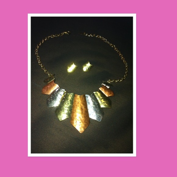 14k gold plated earring n necklace set - Picture 1 of 1