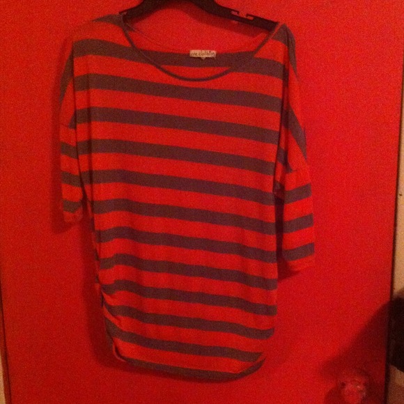 Pink and Grey striped blouse