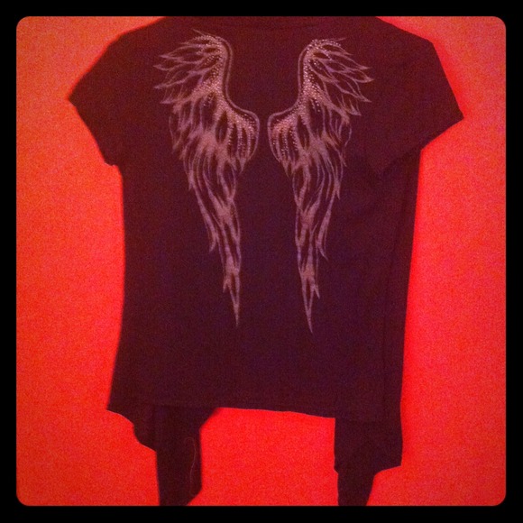Black with Grey Glittered Wings cover up