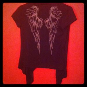 Black with Grey Glittered Wings cover up