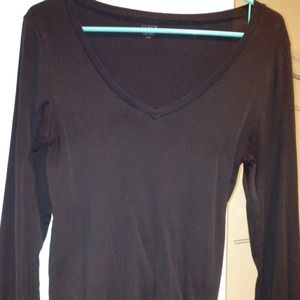 j.crew brown long sleeved deep vneck