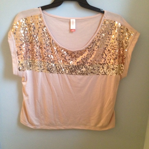 Tan sparkly crop top