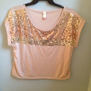 Tan sparkly crop top