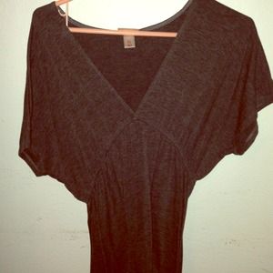 Shirt sleeve deep V dress