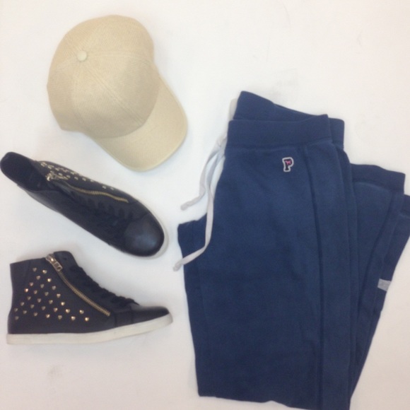 Victoria's Secret Pants - Navy VS PINK Distressed Track Sweats