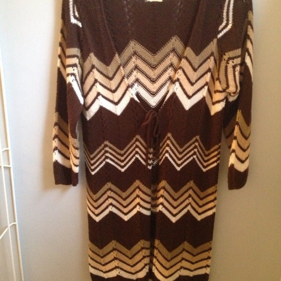 Cute variety of brown stripe sweater coverup