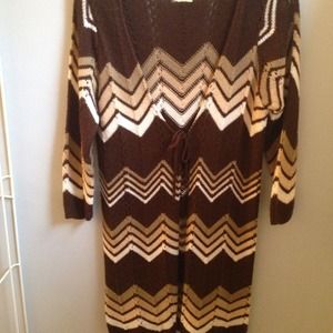 Cute variety of brown stripe sweater coverup