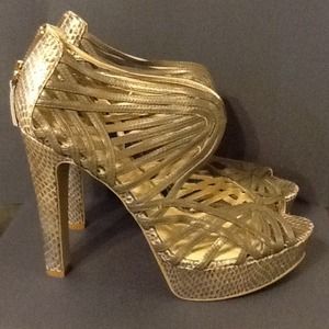 Nine West Croc Print Metallic High Heels