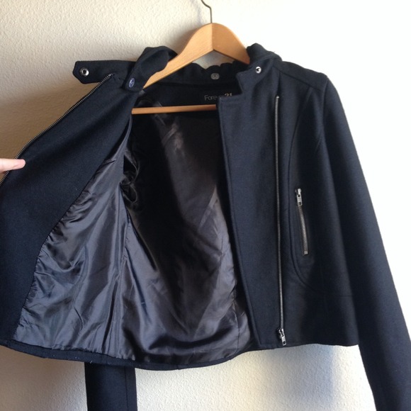 Forever 21 Jackets & Coats - Sold---Forever 21 Black Cropped Jacket w/ Hood Forever 21 Jackets & Coats - Sold---Forever 21 Black Cropped Jacket w/ Hood
