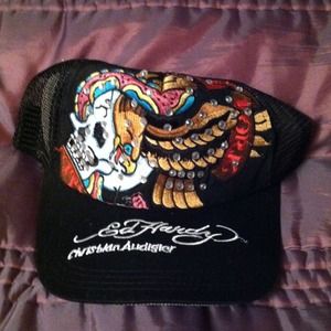 Ed Hardy skeleton hat with gems