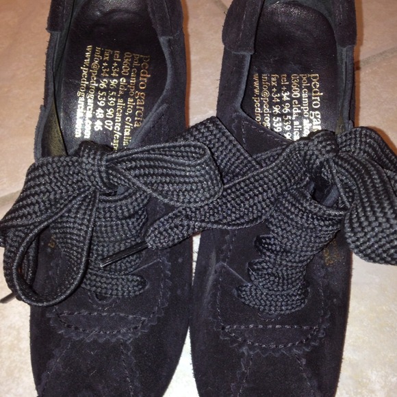 Pedro Garcia Black Platform Lace Up Heels REDUCED