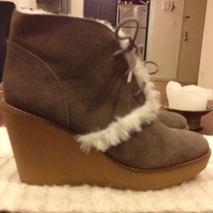 Shearling Wedge Booties.Gap