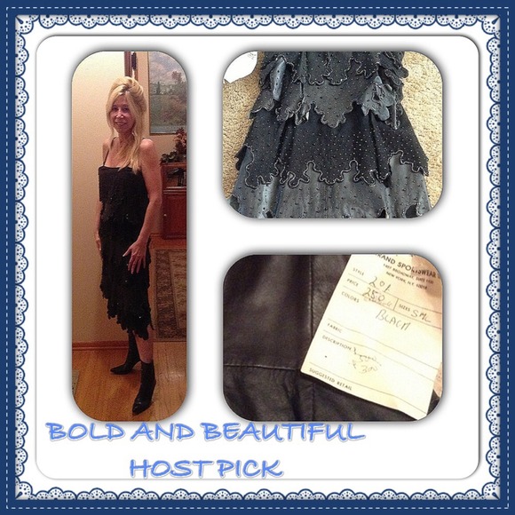 FIRM-SZ-M LEATHER/sequin BOUTIQUE FLAPPER DRESS - Picture 4 of 8