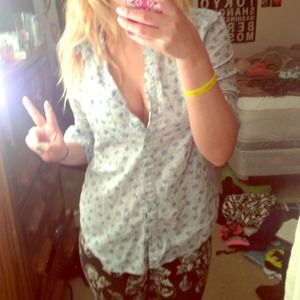 Awesome Light Blue Floral Button Up