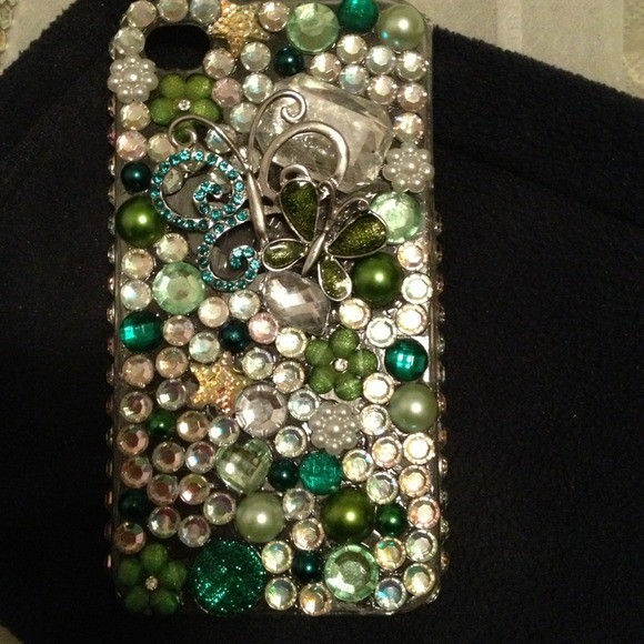 Handmade dazzled butterfly green color rhinestones