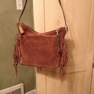 100% coach suede fringe handbag