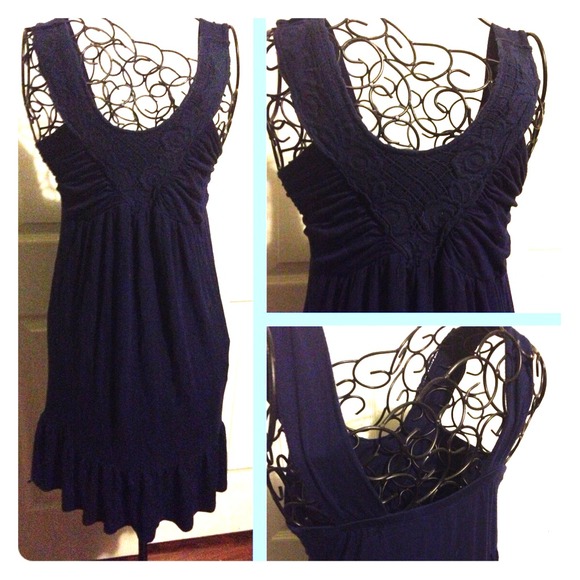 Navy blue embroidered dress