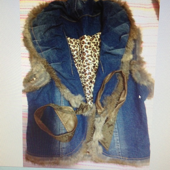 Faux fur denim vest