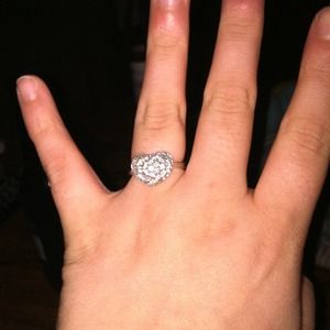 Silver ring with cubic zirconia.